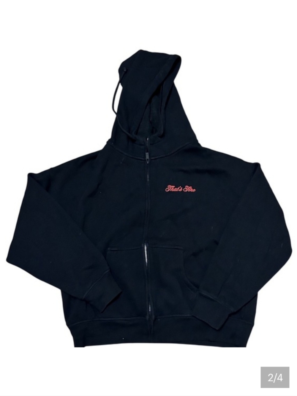 PINK Victoria's Secret Black Hoodie with Red Flame Heart Graphic - Picture 2 of 8